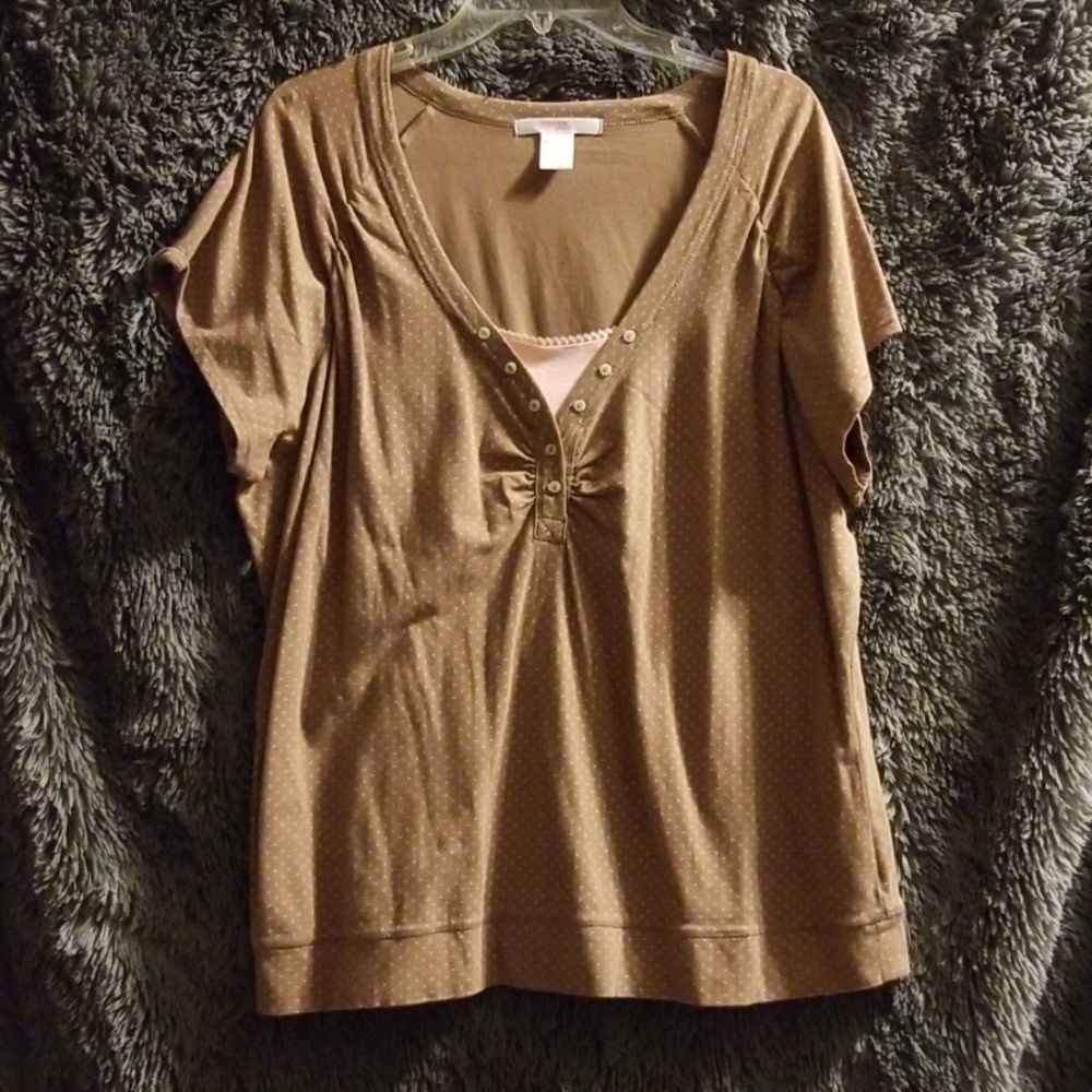 Tunic brown pink dots